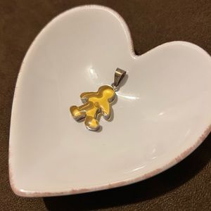 Gummy Pendant Silver Charm Yellow Man Necklace Pendant Charm Bracelet Charm